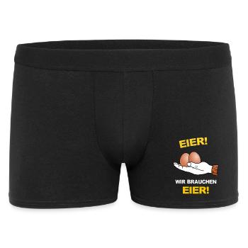 Eier, Klöten, Chochones, Hühnerei, Hoden, Sack - Männer Boxer Shorts - Schwarz - Vorne