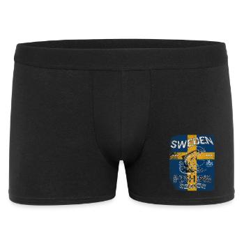 Sweden Fishing Flagge Angeln Fisch Design - Männer Boxer Shorts - Schwarz - Vorne