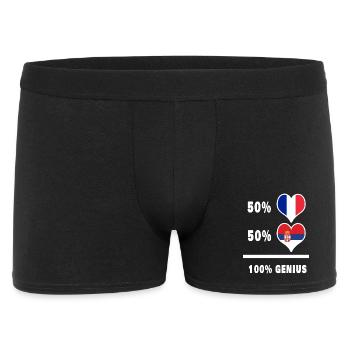 Das Genie Frankreich und Serbien / Geschenk - Männer Boxer Shorts - Schwarz - Vorne