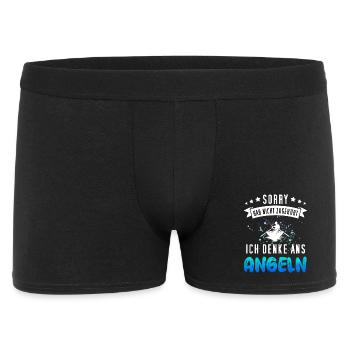 Lustiges Angler Design - Funny Fischer Motiv - Männer Boxer Shorts - Schwarz - Vorne