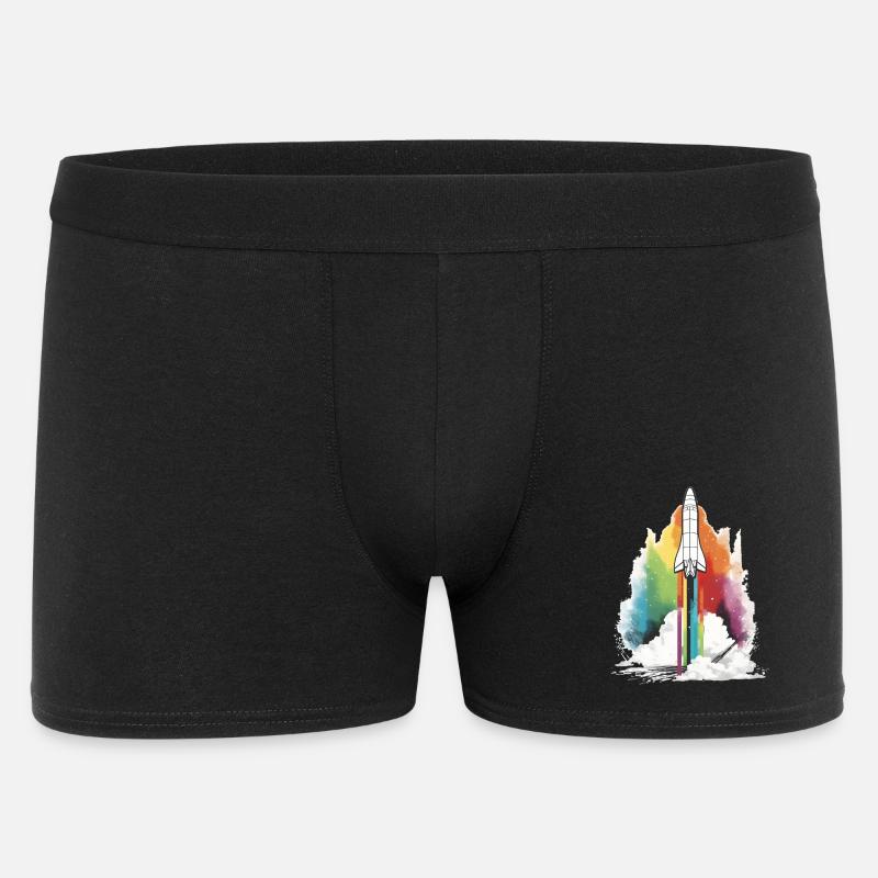Regenbogen Rakete - Männer Boxer Shorts - Schwarz