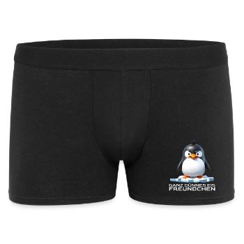 Ganz dünnes Eis Freundchen Pinguin - Männer Boxer Shorts - Schwarz - Vorne