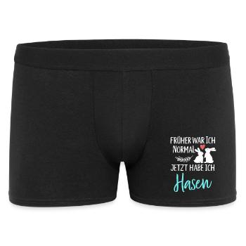 Früher war ich normal jetzt habe ich Hasen Spruch - Männer Boxer Shorts - Schwarz - Vorne