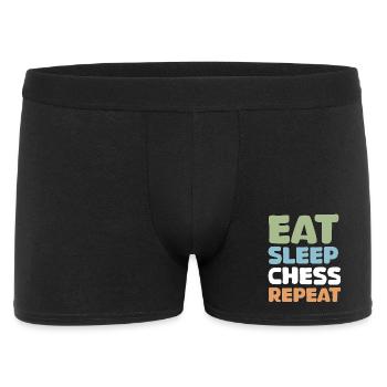 rétro échecs dictons drôles manger dormir répéter - Boxer Homme - noir - Devant
