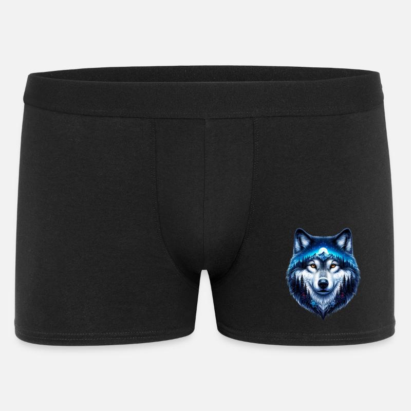 Wolf - Männer Boxer Shorts - Schwarz