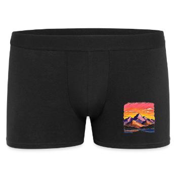 Painting mountainous landscape and sunset - Men's Boxer Shorts - black - Front