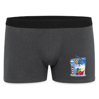 soleil, mer, avion, bateau phare et mouette - Boxer Homme - charbon - Devant