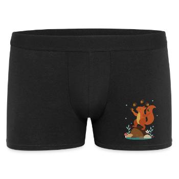 Jonglierendes Eichhörnchen – Lustige Waldszene - Männer Boxer Shorts - Schwarz - Vorne
