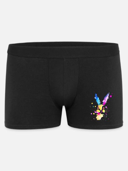 Lapin abstrait à l'aquarelle 🐇 - Boxer Homme - noir