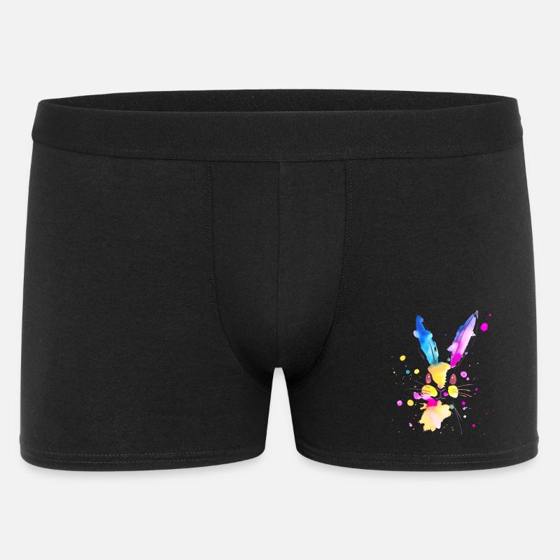 Lapin abstrait à l'aquarelle 🐇 - Boxer Homme - noir