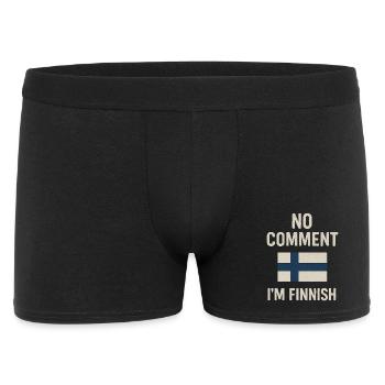 Finnische Flagge. Kein Kommentar - Männer Boxer Shorts - Schwarz - Vorne