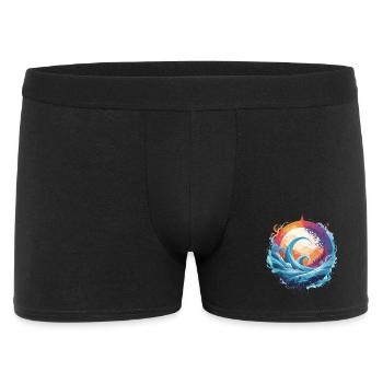Dynamic wave and moon circle - Men's Boxer Shorts - black - Front
