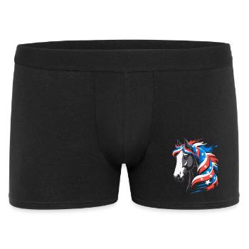 Patriotisches Pferd mit Sternenmähne - Männer Boxer Shorts - Schwarz - Vorne
