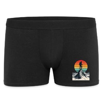 Abenteurer am Berggipfel - Männer Boxer Shorts - Schwarz - Vorne