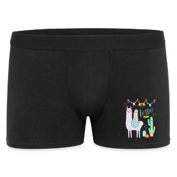 Lama Fiesta süßes rosa Llama mit Herzbrille - Männer Boxer Shorts - Schwarz - Vorne