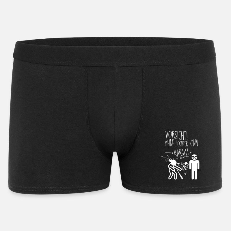 Caution! My daughter knows karate - Men's Boxer Shorts - black