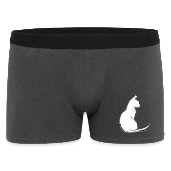 Cat Silhouette Outline Drawing Lineart Art - Men's Boxer Shorts - charcoal grey - Front
