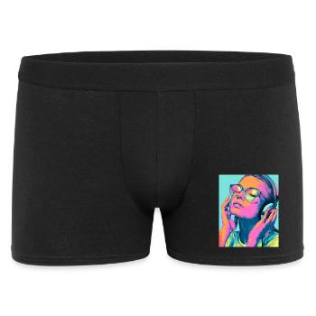 Neon Popart Headphone Portrait - Men's Boxer Shorts - black - Front