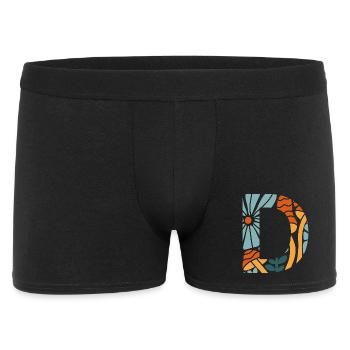 Buchstabe D Groovy Flowers Geschenkidee - Männer Boxer Shorts - Schwarz - Vorne