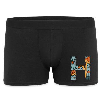 Buchstabe h groovige Blumen Geschenkidee - Männer Boxer Shorts - Schwarz - Vorne
