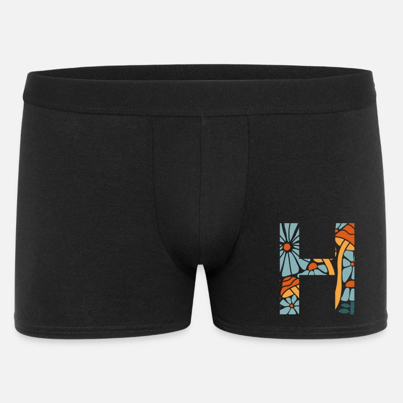 Buchstabe h groovige Blumen Geschenkidee - Männer Boxer Shorts - Schwarz