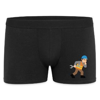 Baustellenheld mit Schraubenschlüssel - Männer Boxer Shorts - Schwarz - Vorne