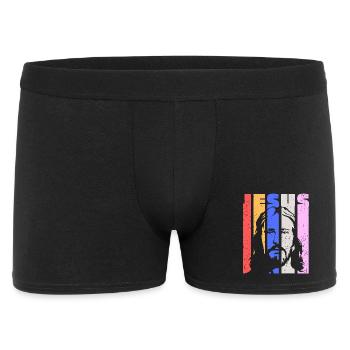 Jesus Vintage Retro Pop Art Porträt - Männer Boxer Shorts - Schwarz - Vorne