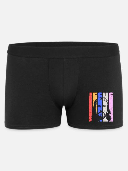 Jésus Vintage Rétro Pop Art Portrait - Boxer Homme - noir
