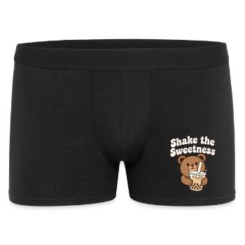 Kawaii Bär mit Bubble Tea - Männer Boxer Shorts - Schwarz - Vorne