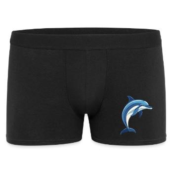 Blauer Delfin springt aus dem Wasser - Männer Boxer Shorts - Schwarz - Vorne