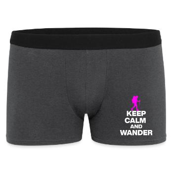 KEEP CALM AND WANDER!, HIKEING LAUFEN TRAIL PINK w - Männer Boxer Shorts - Anthrazit - Vorne