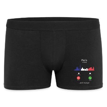 Paris ruft das französische Skyline-Reisedesign - Männer Boxer Shorts - Schwarz - Vorne