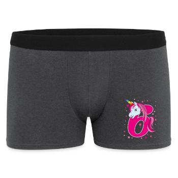 Licorne, 6 ans, 6e anniversaire, enfant - Boxer Homme - charbon - Devant