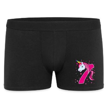 Licorne, 7 ans, 7e anniversaire, enfant - Boxer Homme - noir - Devant