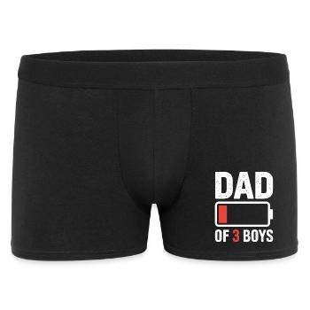 Vater von 3 Jungen Batterie niedrig - Männer Boxer Shorts - Schwarz - Vorne