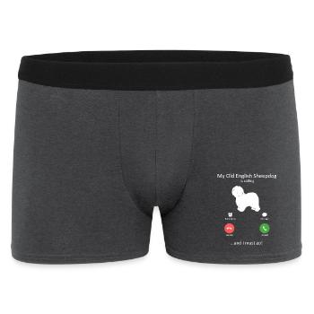 Old English Sheepdog Calling Phone Screen - Men's Boxer Shorts - charcoal grey - Front
