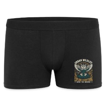 Urban Wildlife Owl - Männer Boxer Shorts - Schwarz - Vorne