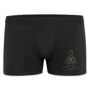 Gold Yoga Woman Line Art Meditation Design - Men's Boxer Shorts - black - Front