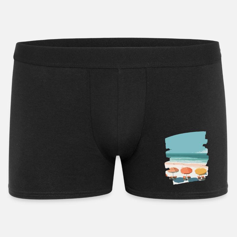 Plage colorée avec parasols - Boxer Homme - noir