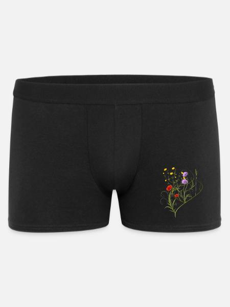 Wildblumen Wiese Botanisches Design - Männer Boxer Shorts - Schwarz