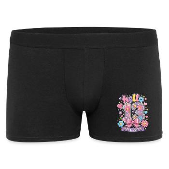 Hello 13 Ans Or et Nœud Rose | Anniversaire Ado - Boxer Homme - noir - Devant