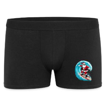 Noël en juillet : le Père Noël surfant - Boxer Homme - noir - Devant