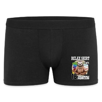 Relax Faultier Geburtstag 18 Jahre Sloth Lustig - Männer Boxer Shorts - Schwarz - Vorne