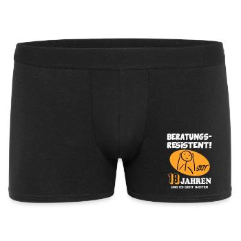 Comic Geburtstag 18 Jahre Happy Birthday - Männer Boxer Shorts - Schwarz - Vorne