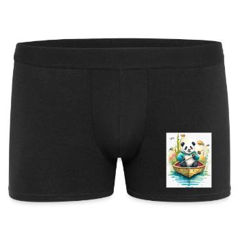 Panda Rowing Boat in Bloom - Men's Boxer Shorts - black - Front