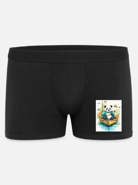 Panda Rowing Boat in Bloom - Men's Boxer Shorts - black