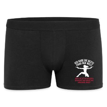 Beste Frau der Welt Verrückt Ehemann Spruch - Männer Boxer Shorts - Schwarz - Vorne