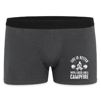 Lagerfeuer-Bierabend-Grafik - Männer Boxer Shorts - Anthrazit - Vorne