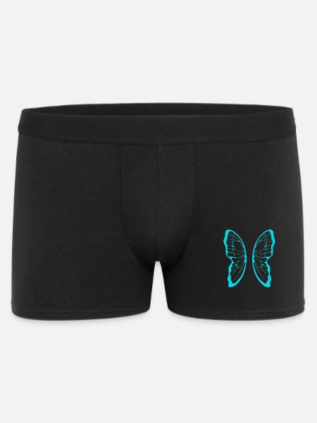 Turquoise butterfly wing pattern on black - Men's Boxer Shorts - black