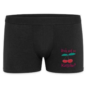 Kirsche Spruchdruck Back auf ne Kirsche - Männer Boxer Shorts - Schwarz - Vorne